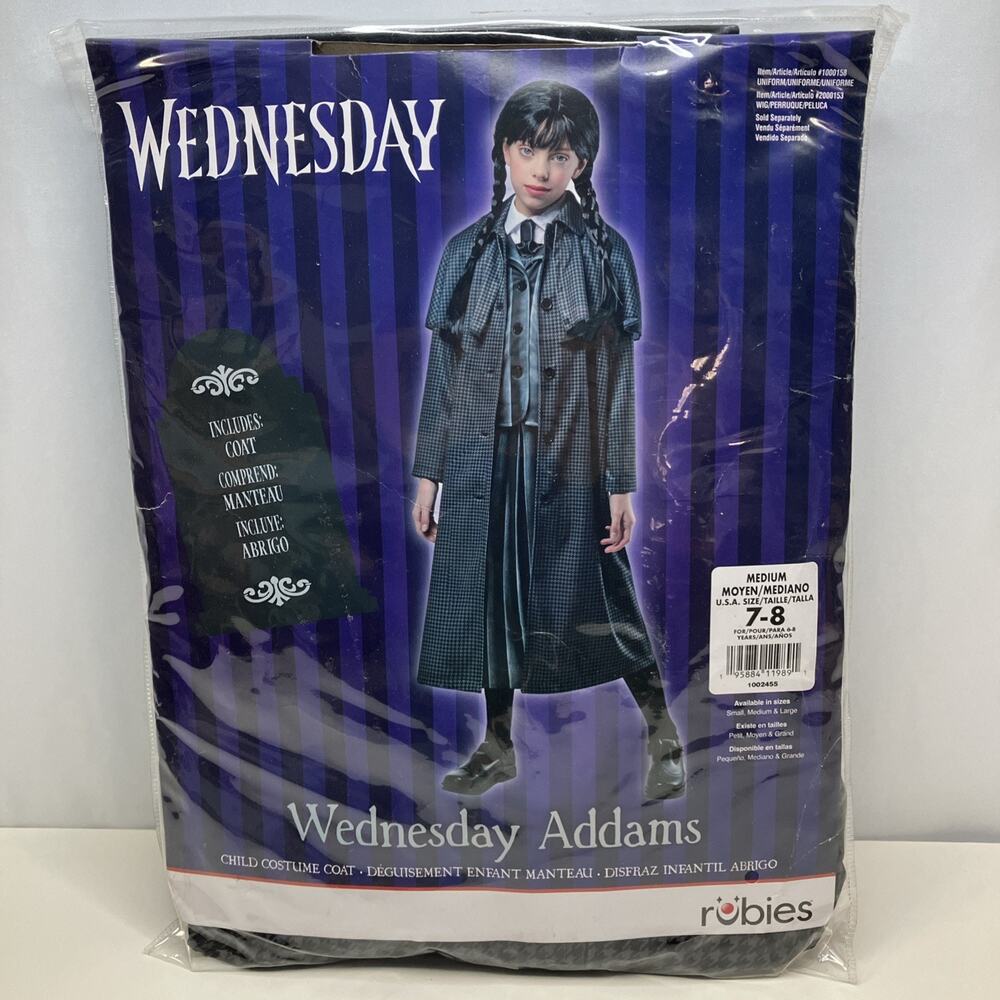Rubies Wednesday Addams TV Series Costume Coat for Kids Medium 7-8